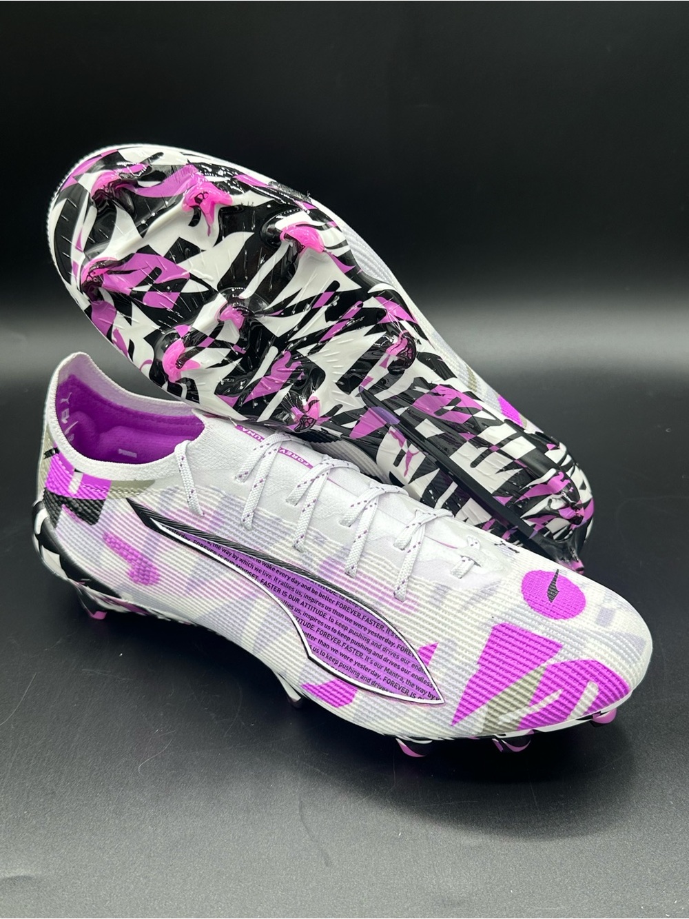 Puma Ultra Ultimate FG/AG Soccer Cleats White Purple Black 108410-01 Men 7.5